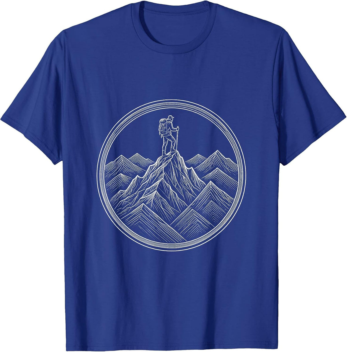 Trailblazer Mountain Peak Hiker Silhouette T-Shirt - Royal Blue