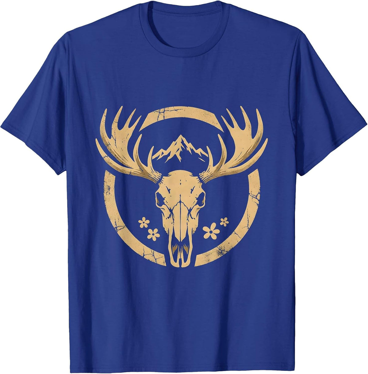 Lone Elk Alpine Meadow Colorado Wildlife Art T-Shirt - Royal Blue