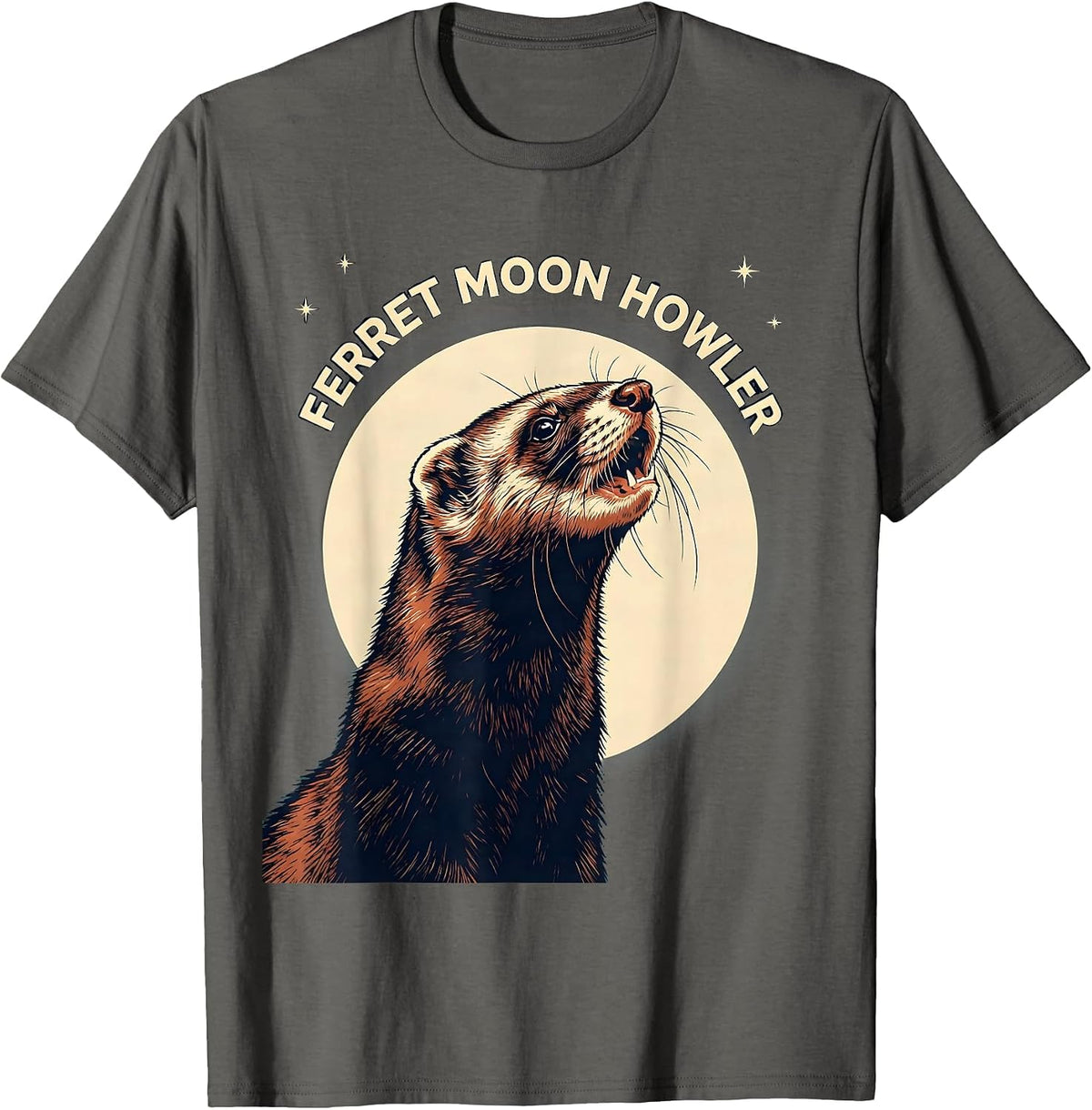 Ferret Moon Howler Funny Ferret Lover Pet Owner Gift T-Shirt - Asphalt Grey
