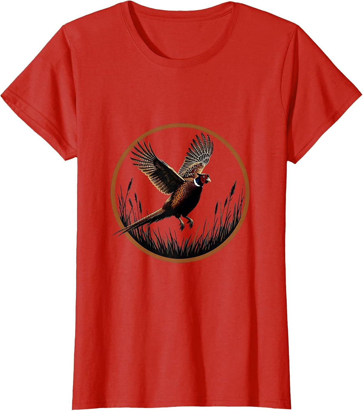 Pheasant Flush Fall Hunting Graphic T-Shirt - Red