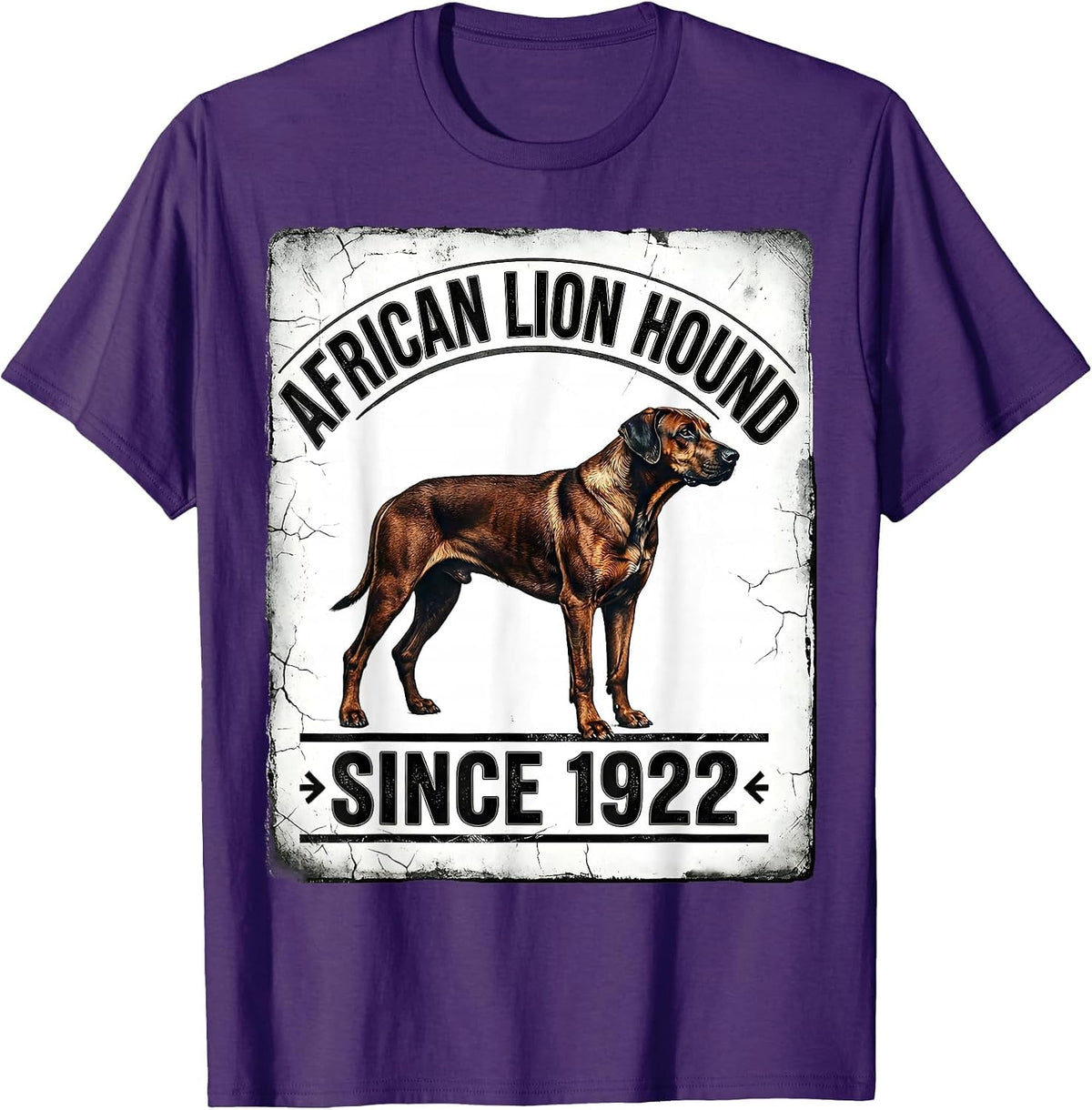 African Lion Hound Since 1922 Distressed Rhodesian Ridgeback T-Shirt - Purple