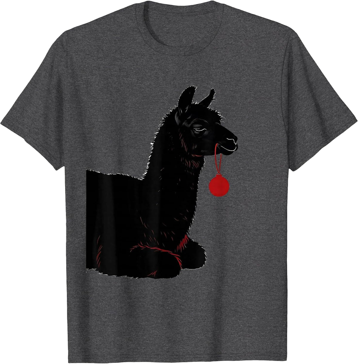 Men's Llama Silhouette Funny Christmas Animal Lover Humor T-Shirt - Dark Heather Grey