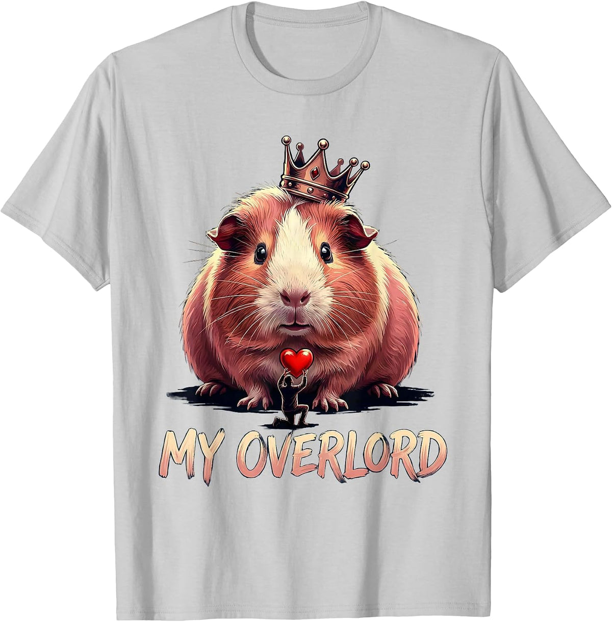 Men's Guinea Pig Crowned Farm Animal Humor Gift T-Shirt - Silver Grey