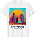 Men's Las Vegas I Loved The Nights Risograph Strip Skyline T-Shirt - White