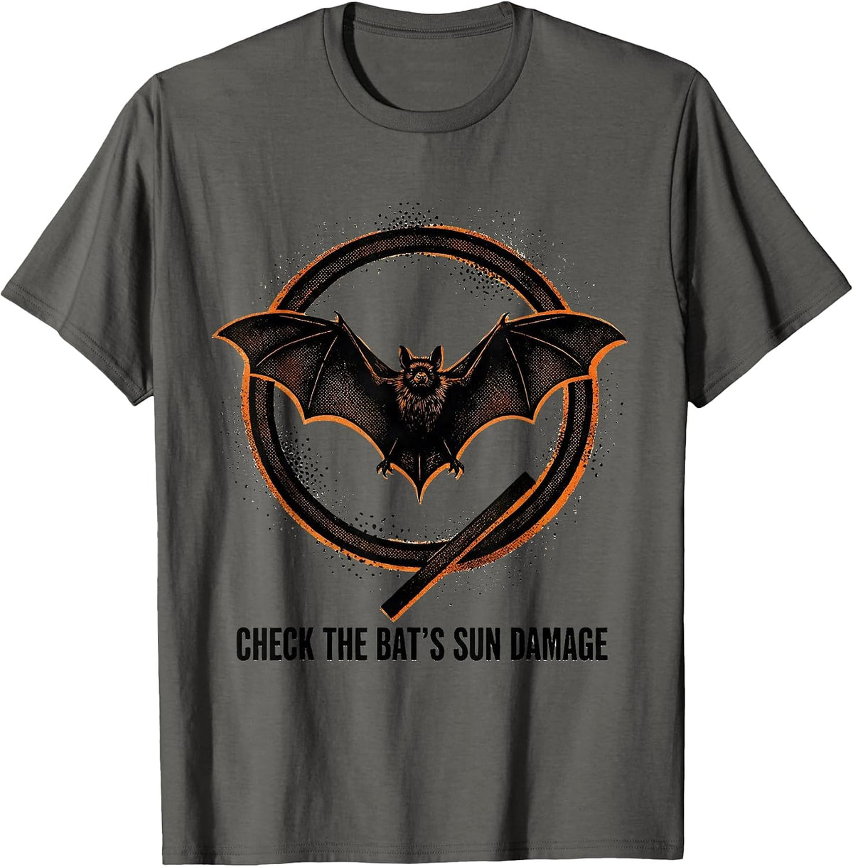 Check The Bat's Sun Damage Funny Dermatology Esthetician T-Shirt - Asphalt Grey