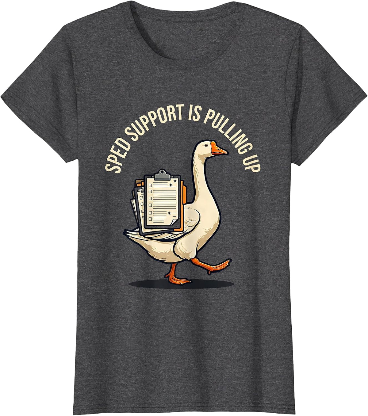 Women's SPED Support Is Pulling Up Funny Special Education Teacher T-Shirt - Dark Heather Grey