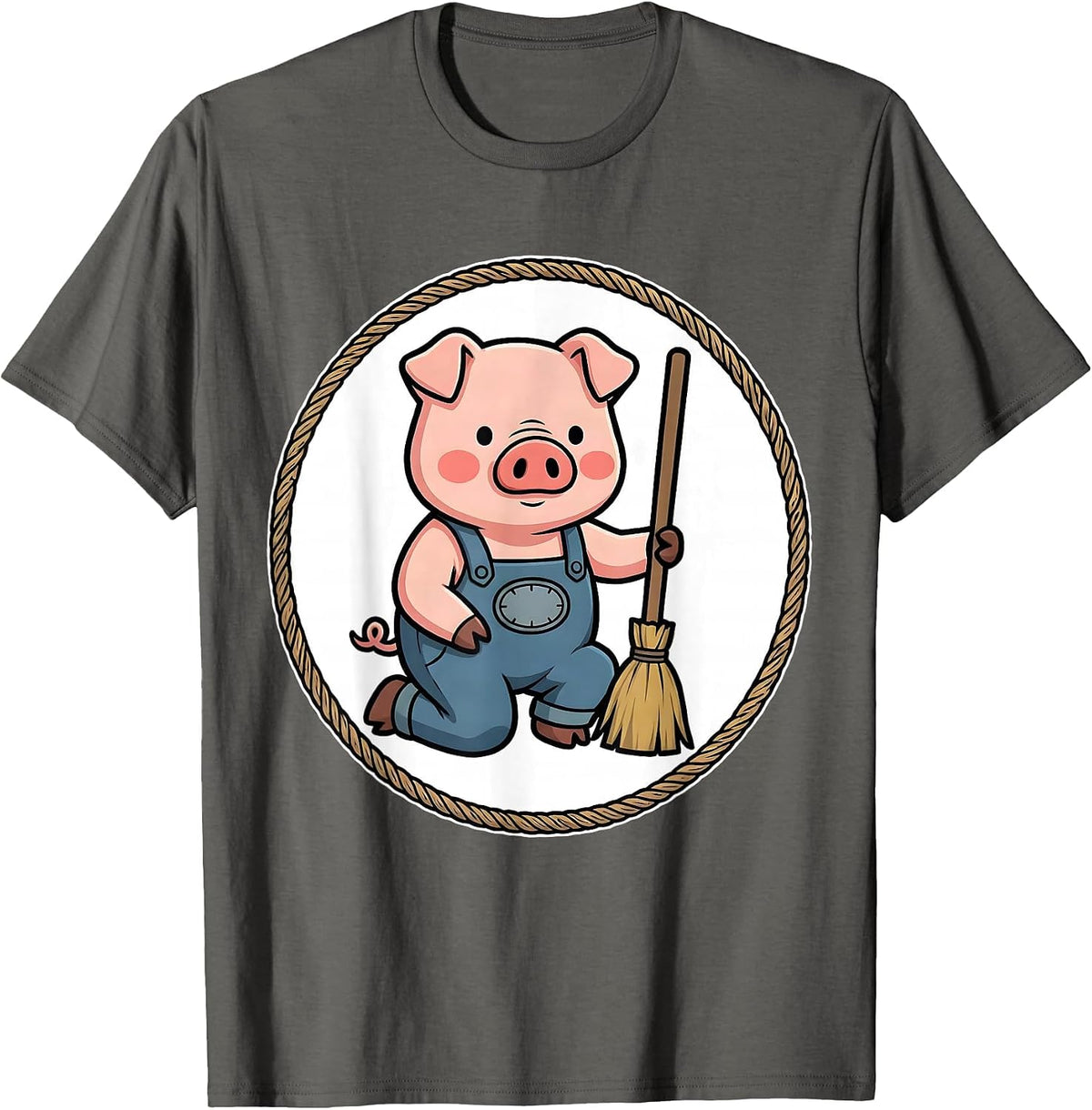 Men's Kneeling Pig Halloween Costume Novelty Humor T-Shirt - Asphalt Grey