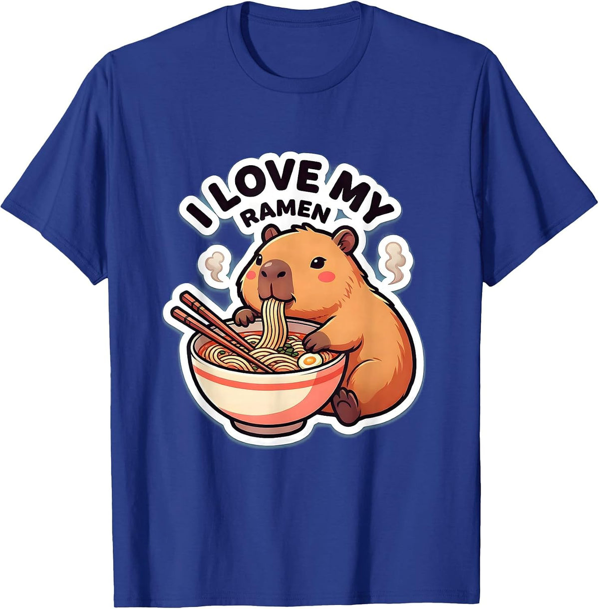 I Love My Ramen Cute Capybara Kawaii Anime Animal Ramen Boba T-Shirt - Royal Blue