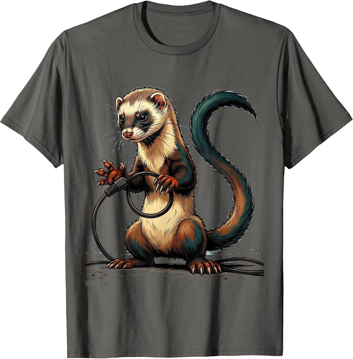 Masked Ferret Monster Humor Ferret Lover Gift T-Shirt - Asphalt Grey