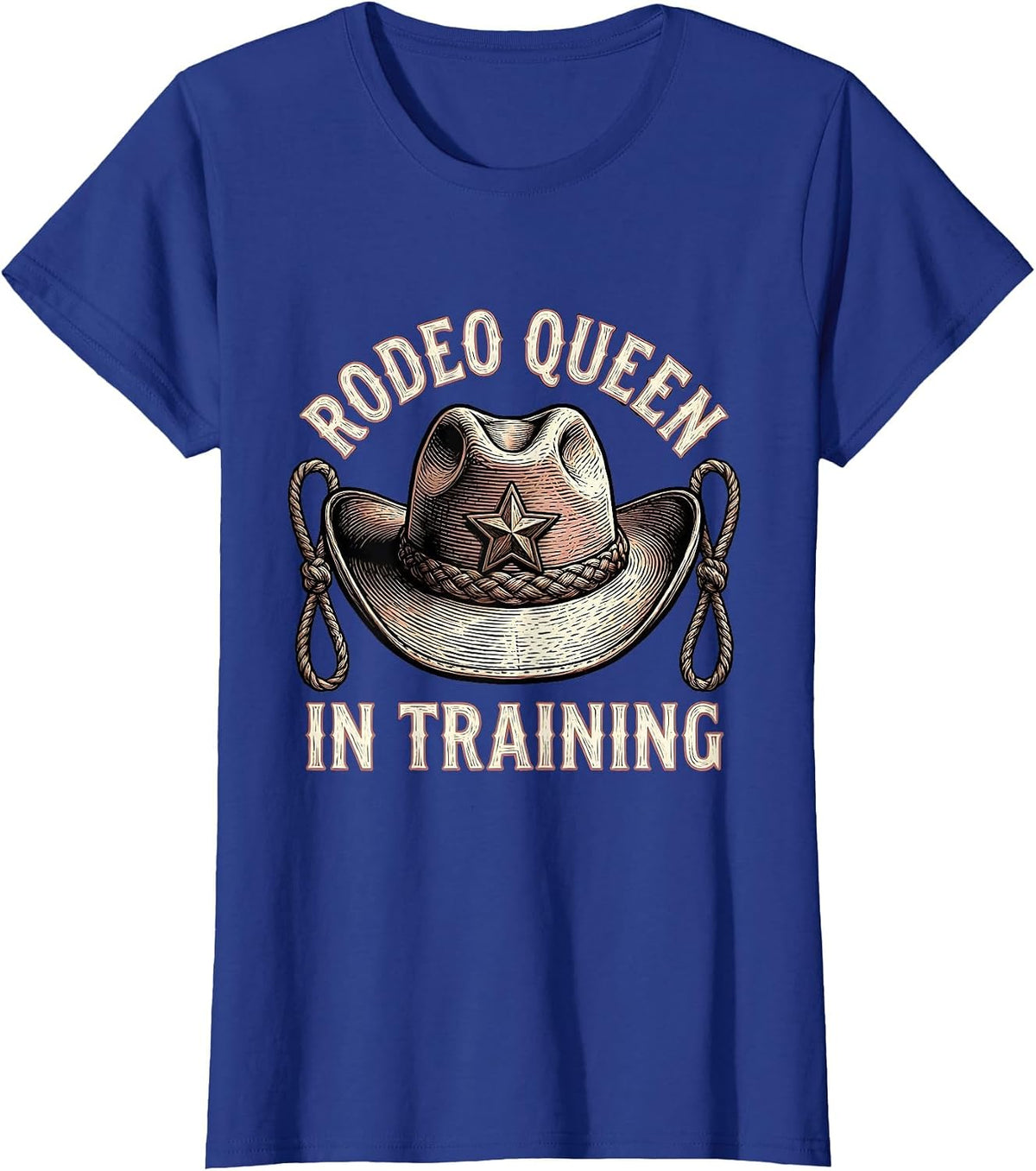 Women's Rodeo Queen In Training Girls Cowgirl Design T-Shirt - Royal Blue