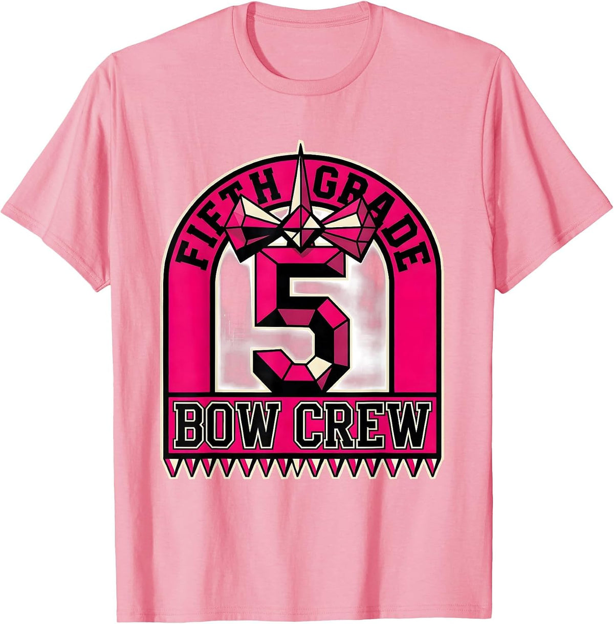 Men's Fifth Grade Bow Crew Coquette Bow Back To School Girly T-Shirt - Pink