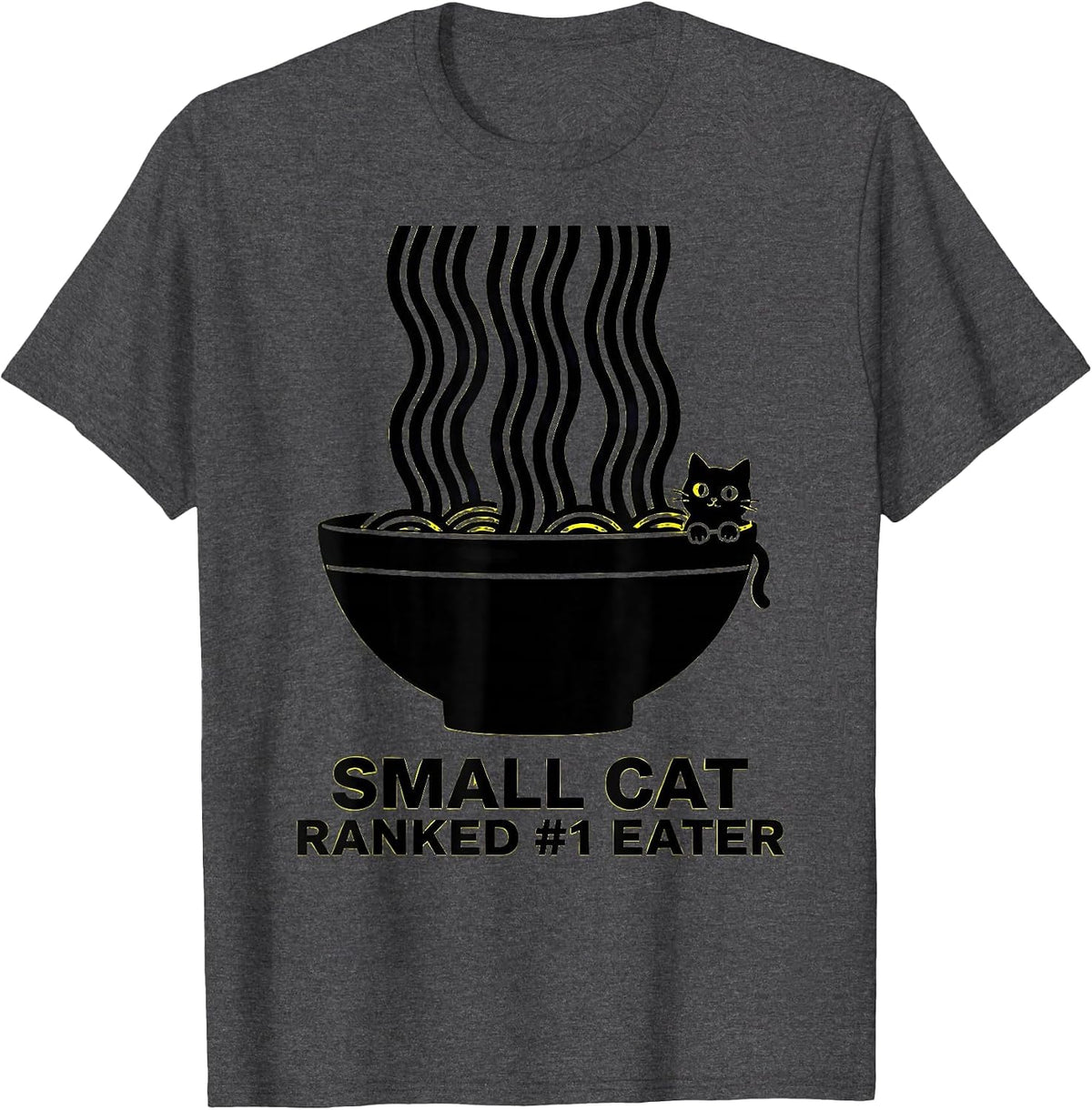 Men's Small Cat, Ranked #1 Eater Funny Anime Kawaii Cat Lover Gift T-Shirt - Dark Heather Grey