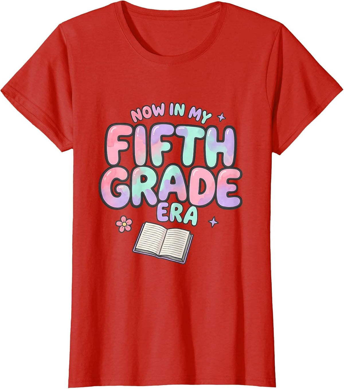 Now In My Fifth Grade Era Kawaii Tie Dye Back to School T-Shirt - Red