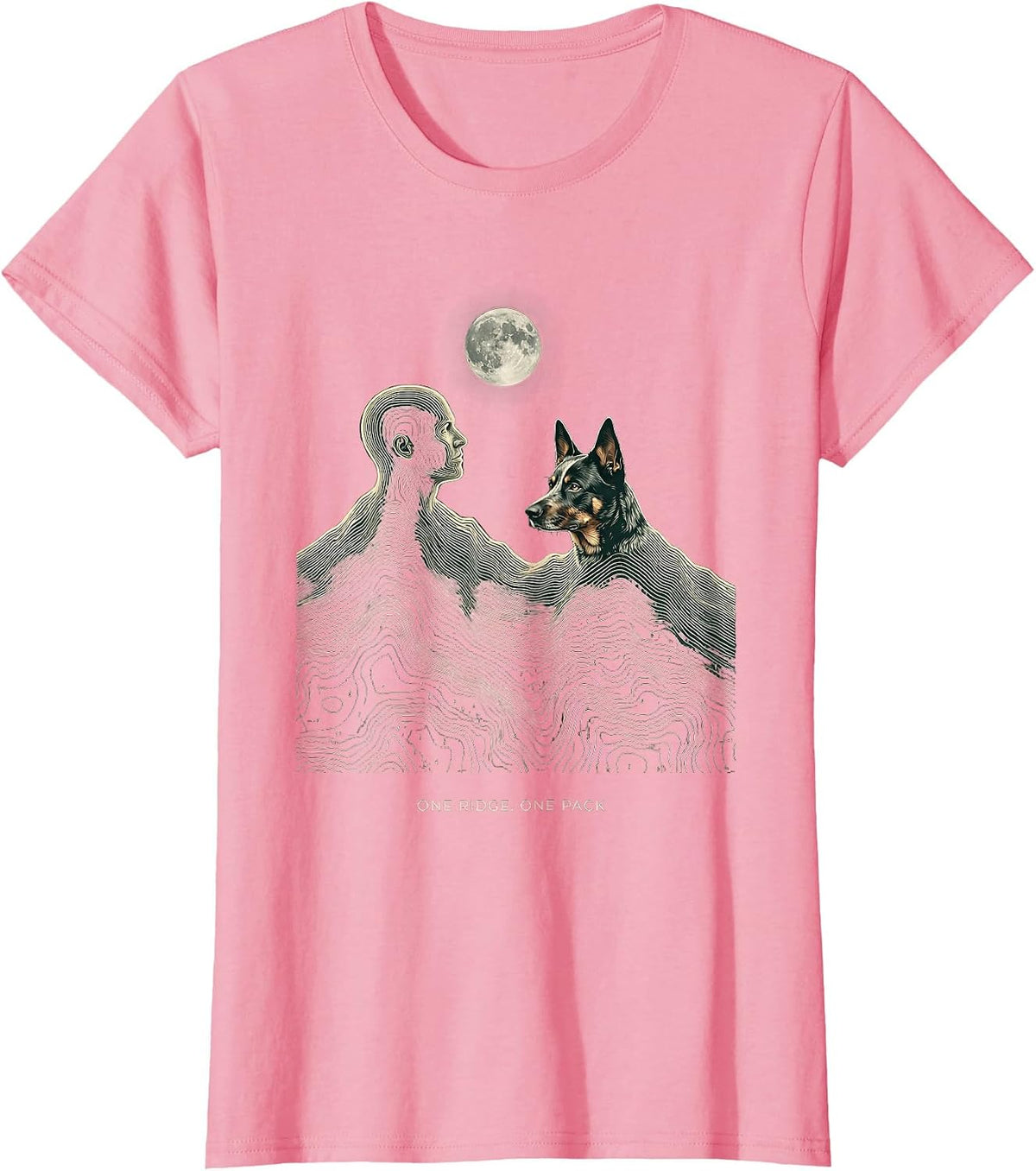 Women's One Ridge One Pack Topographic Contour Dog Breed Howling T-Shirt - Pink