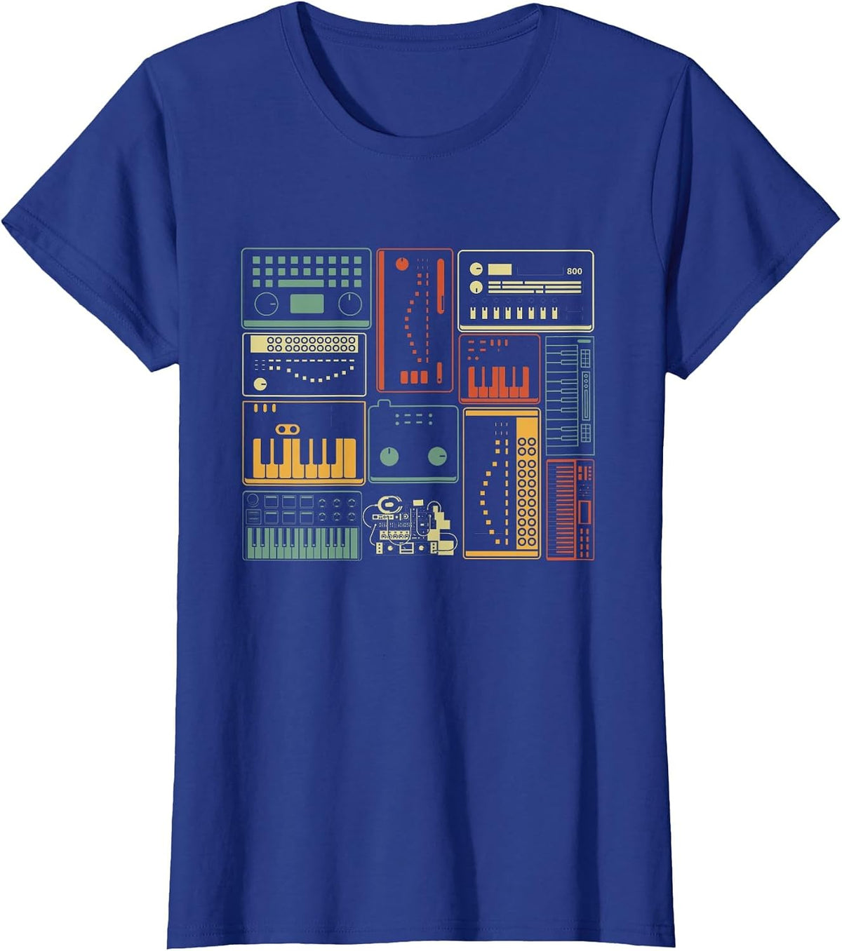 Analog Modular Synthesizer Music Producer Keyboard T-Shirt - Royal Blue