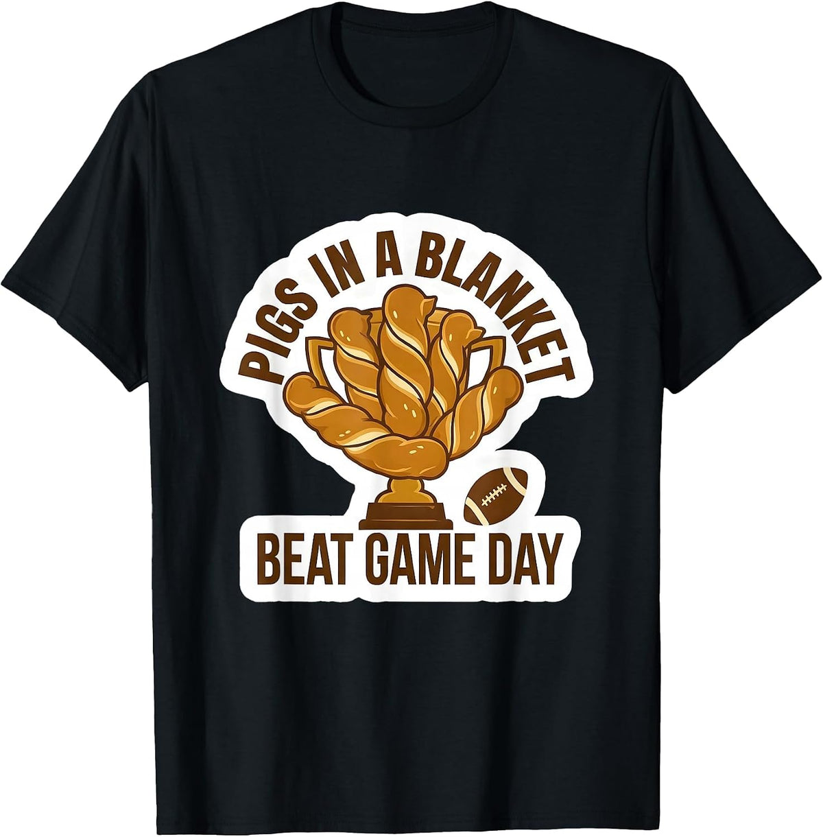 Men's Pigs In A Blanket Beat Game Day Funny Football Food Humor T-Shirt - Black