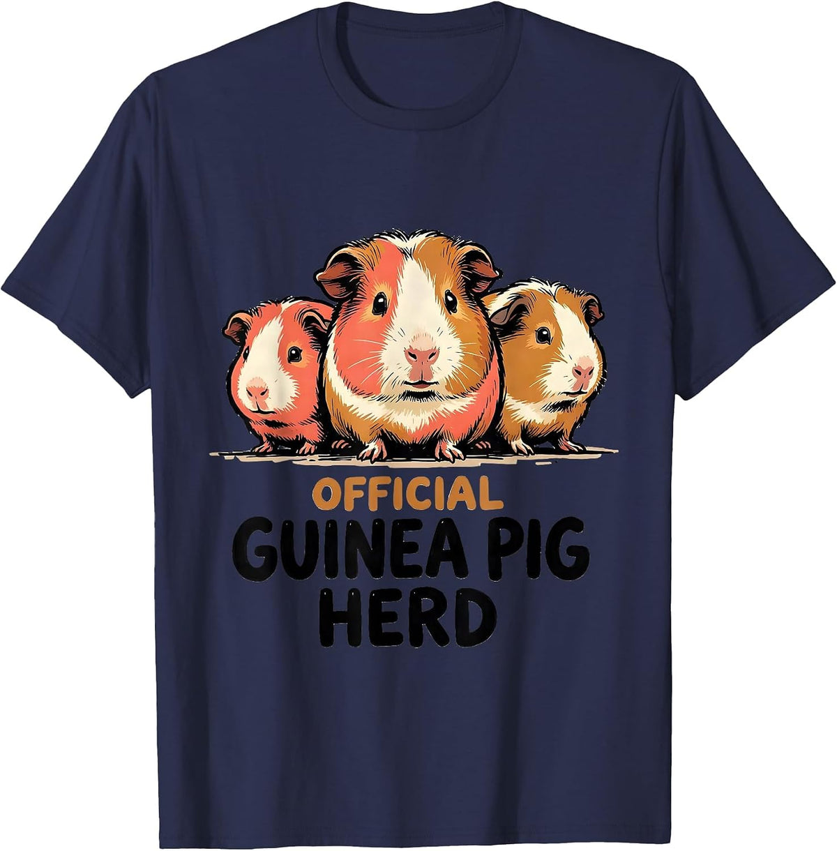 Official Guinea Pig Herd Funny Guinea Pig Lover Humor T-Shirt - Navy Blue