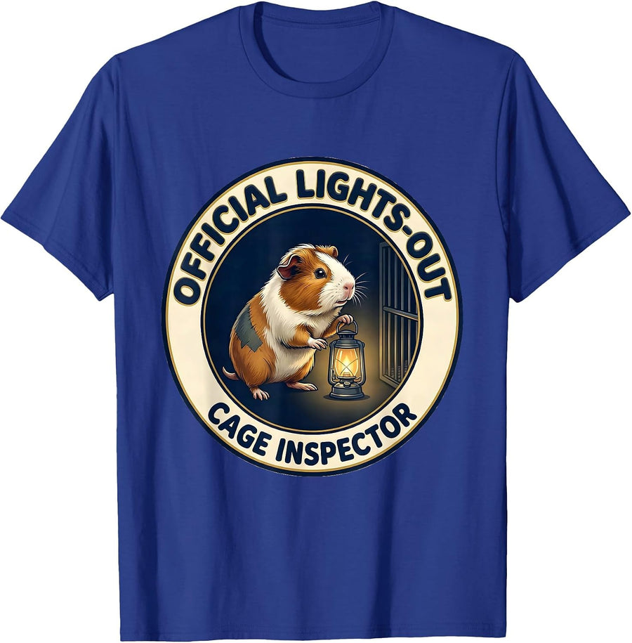 Official Lights-Out Cage Inspector Funny Guinea Pig Owner T-Shirt - Royal Blue