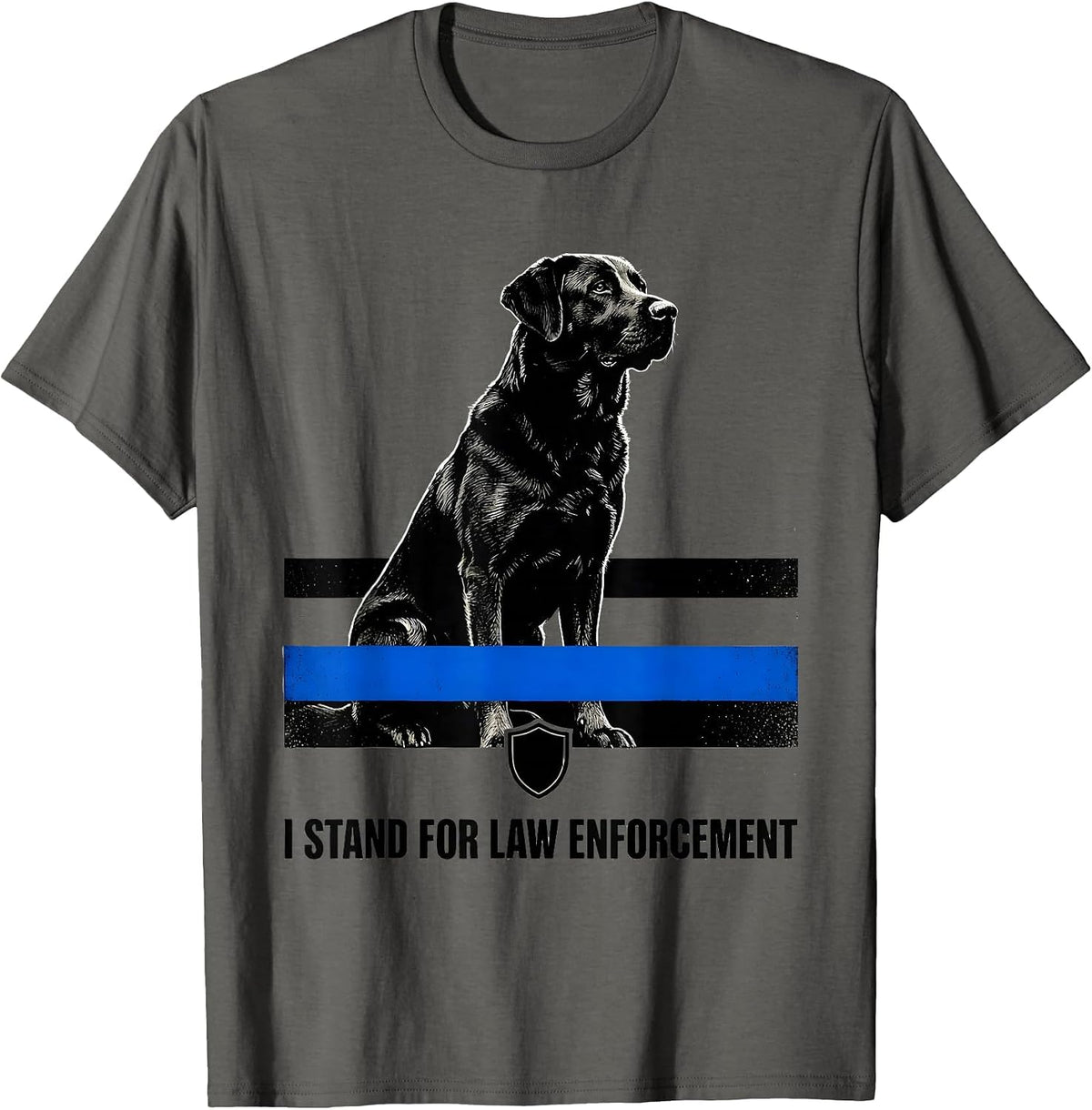 I Stand For Law Enforcement Thin Blue Line Police Support T-Shirt - Asphalt Grey