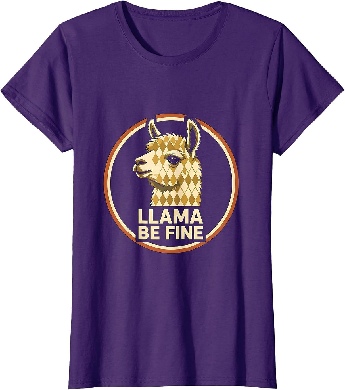 Women's Llama Be Fine Funny Alpaca Lover Animal Humor Novelty T-Shirt - Purple