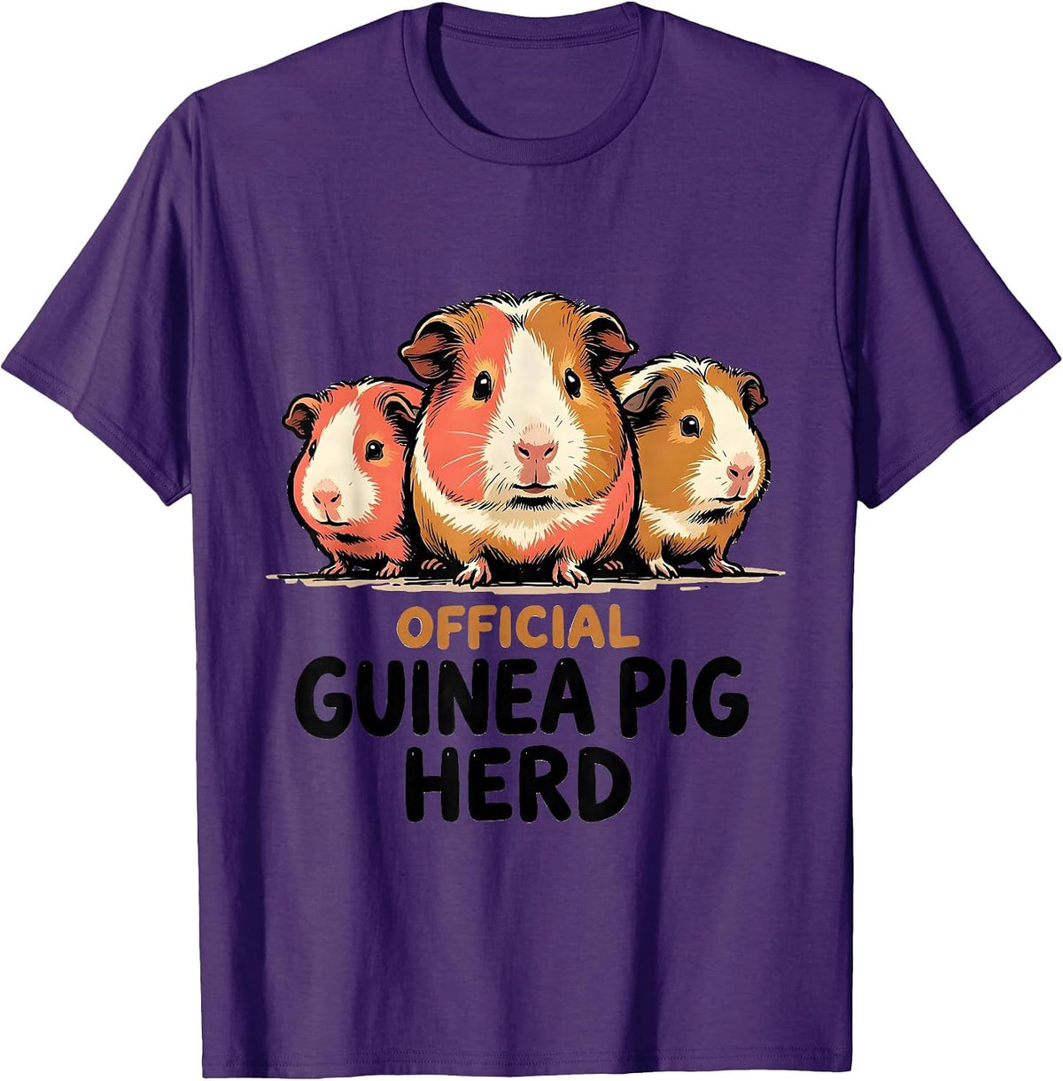 Official Guinea Pig Herd Funny Guinea Pig Lover Humor T-Shirt - Purple