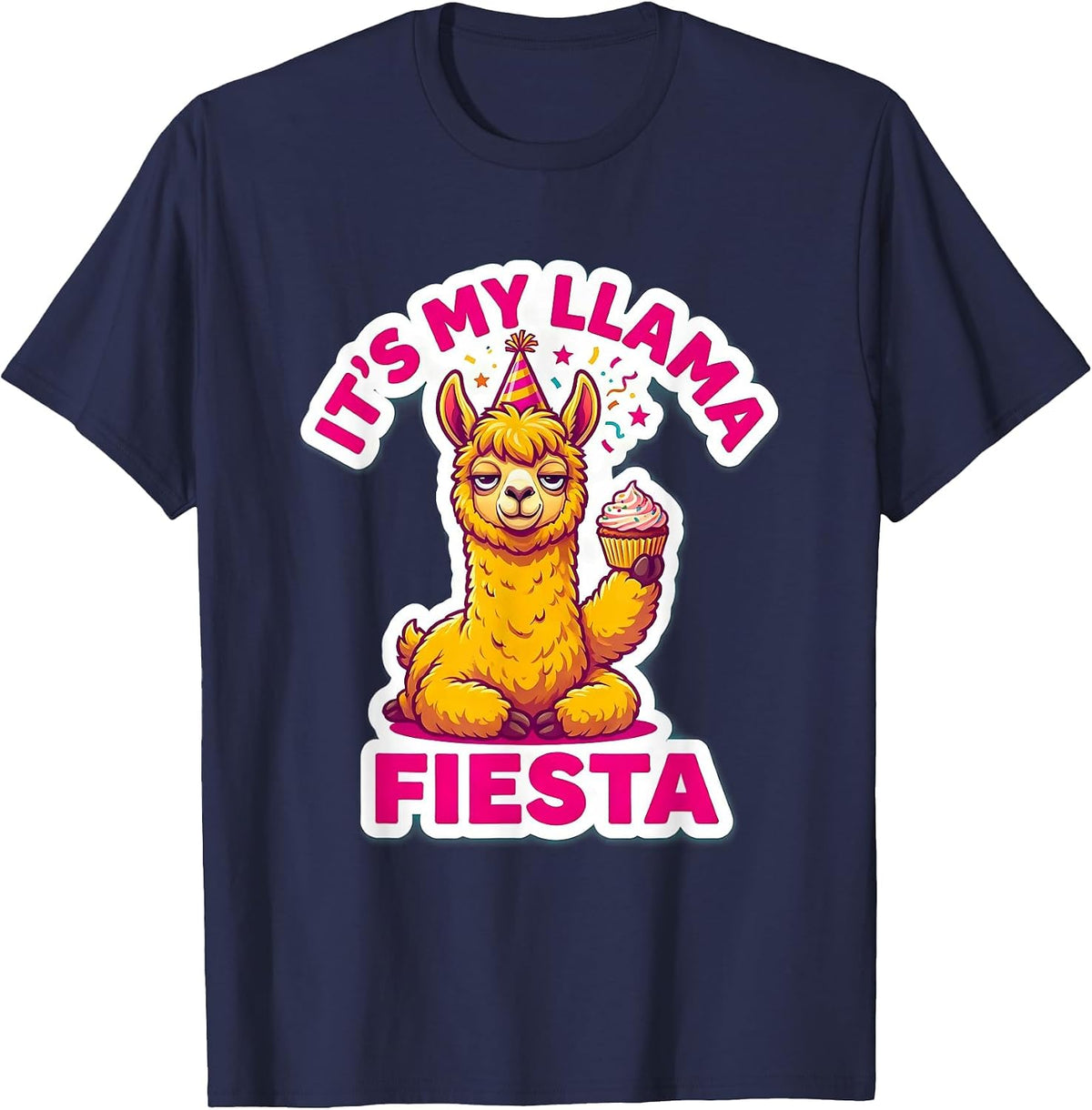 It's My Llama Fiesta Funny Llama Alpaca Humor T-Shirt - Navy Blue