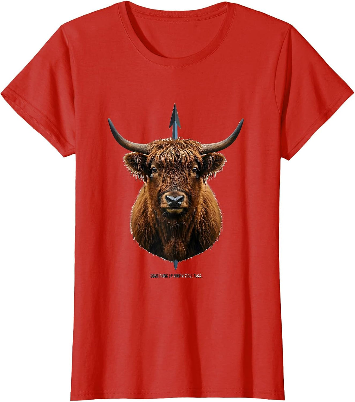 Women's Something Up North Still Tugs Funny Highland Cow Cute T-Shirt - Red