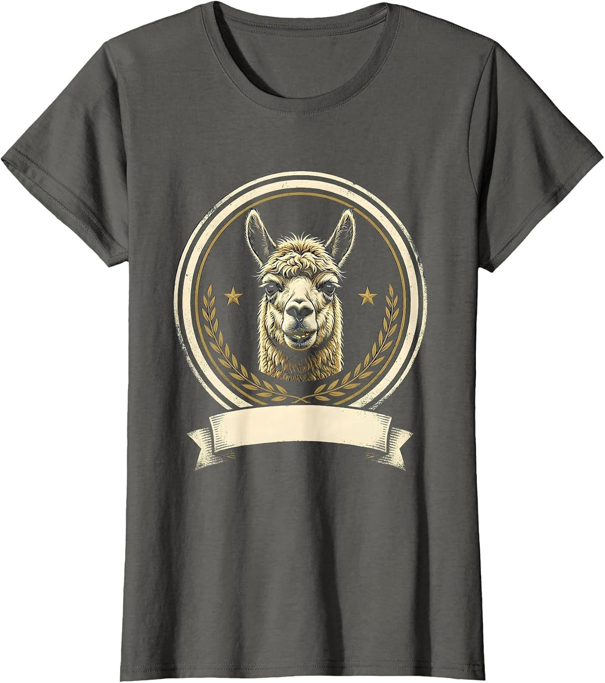 Women's Alpaca Emblem Funny Casual Humor T-Shirt - Asphalt Grey