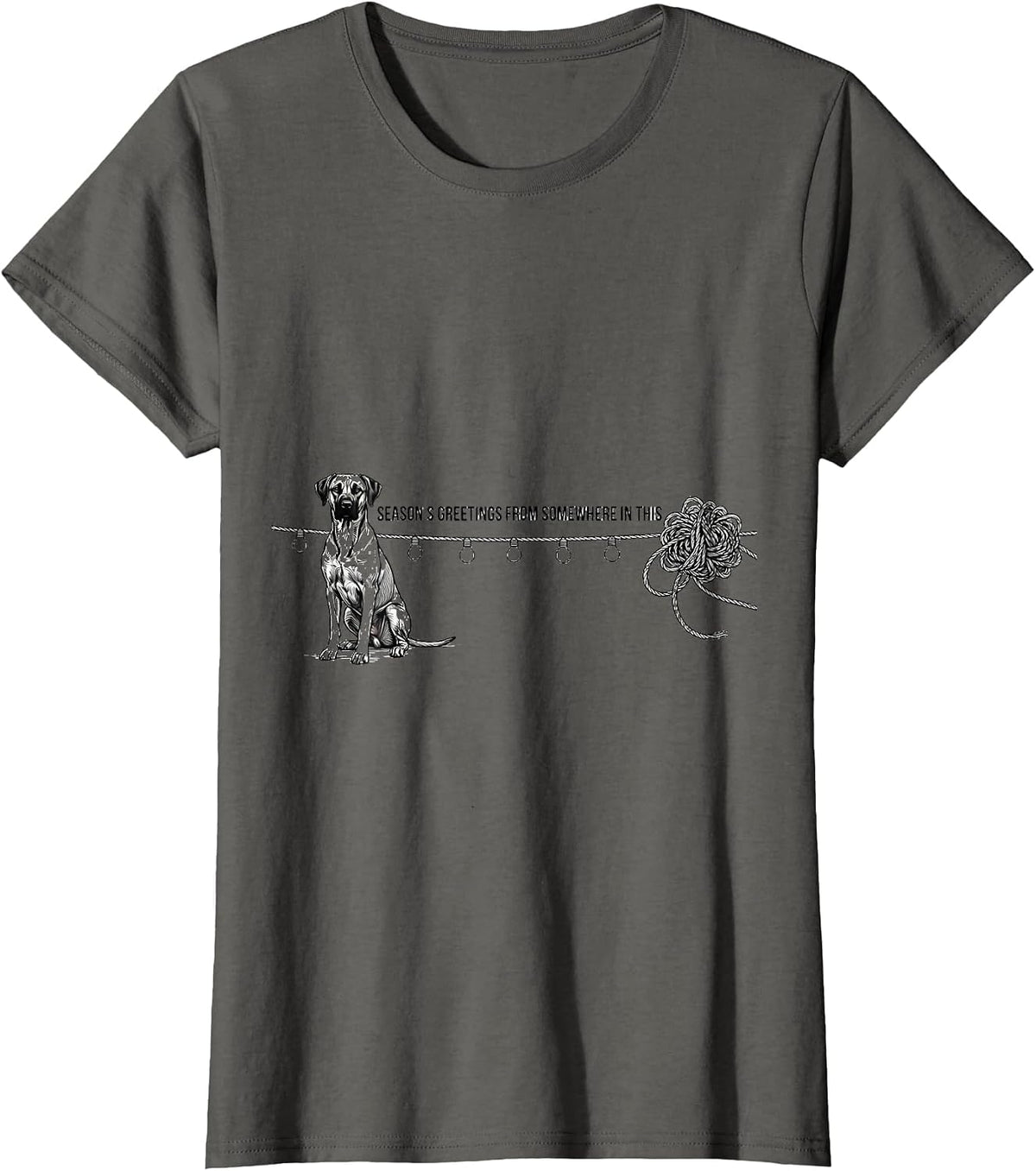 Women's Season's Greetings From Somewhere In This Rhodesian T-Shirt - Asphalt Grey
