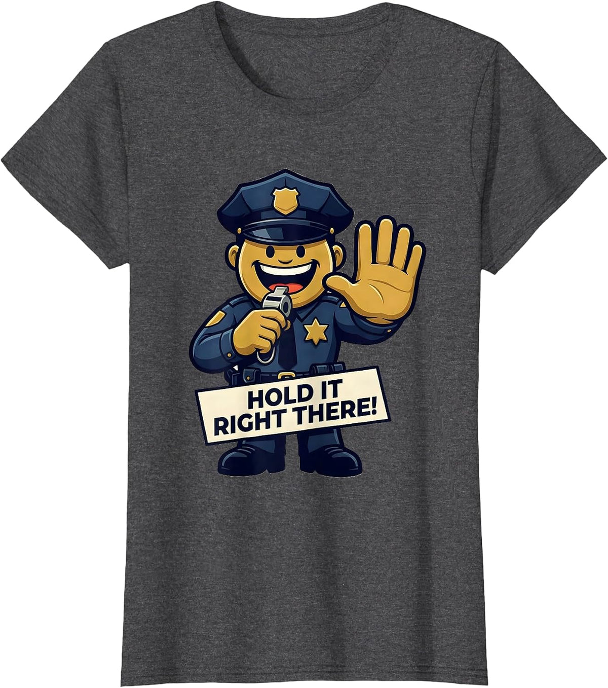 Women's Hold It Right There! Police Officer Halloween Costume T-Shirt - Dark Heather Grey