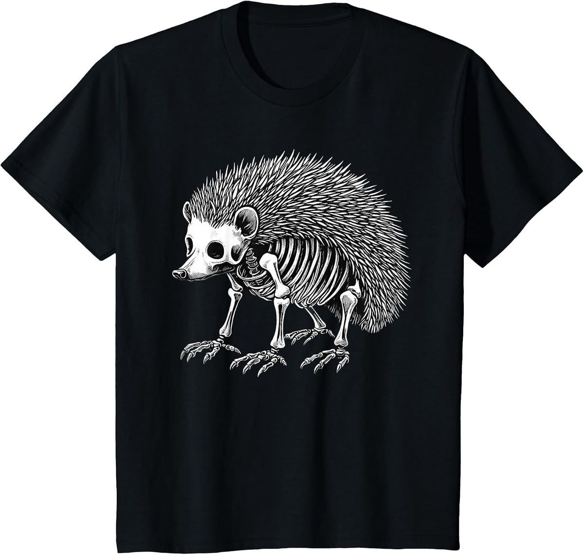 Hedgehog Skeleton Halloween T-Shirt - Black