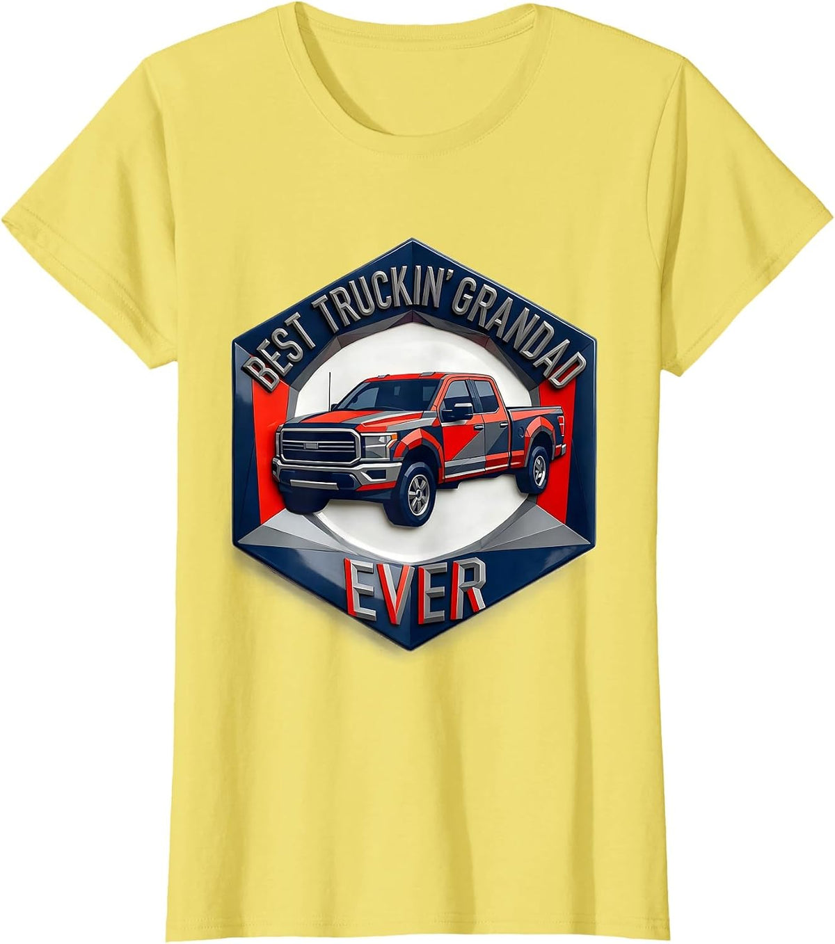 Women's Best Truckin' Grandad Ever Funny Trucker Gift Truck Driver T-Shirt - Lemon Yellow