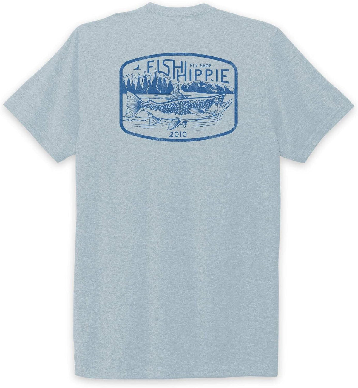 Fish Hippie Fly Shop Flatwater Tee I Super Soft Comfort Modal Blend Graphic T-Shirt - Shale Heather
