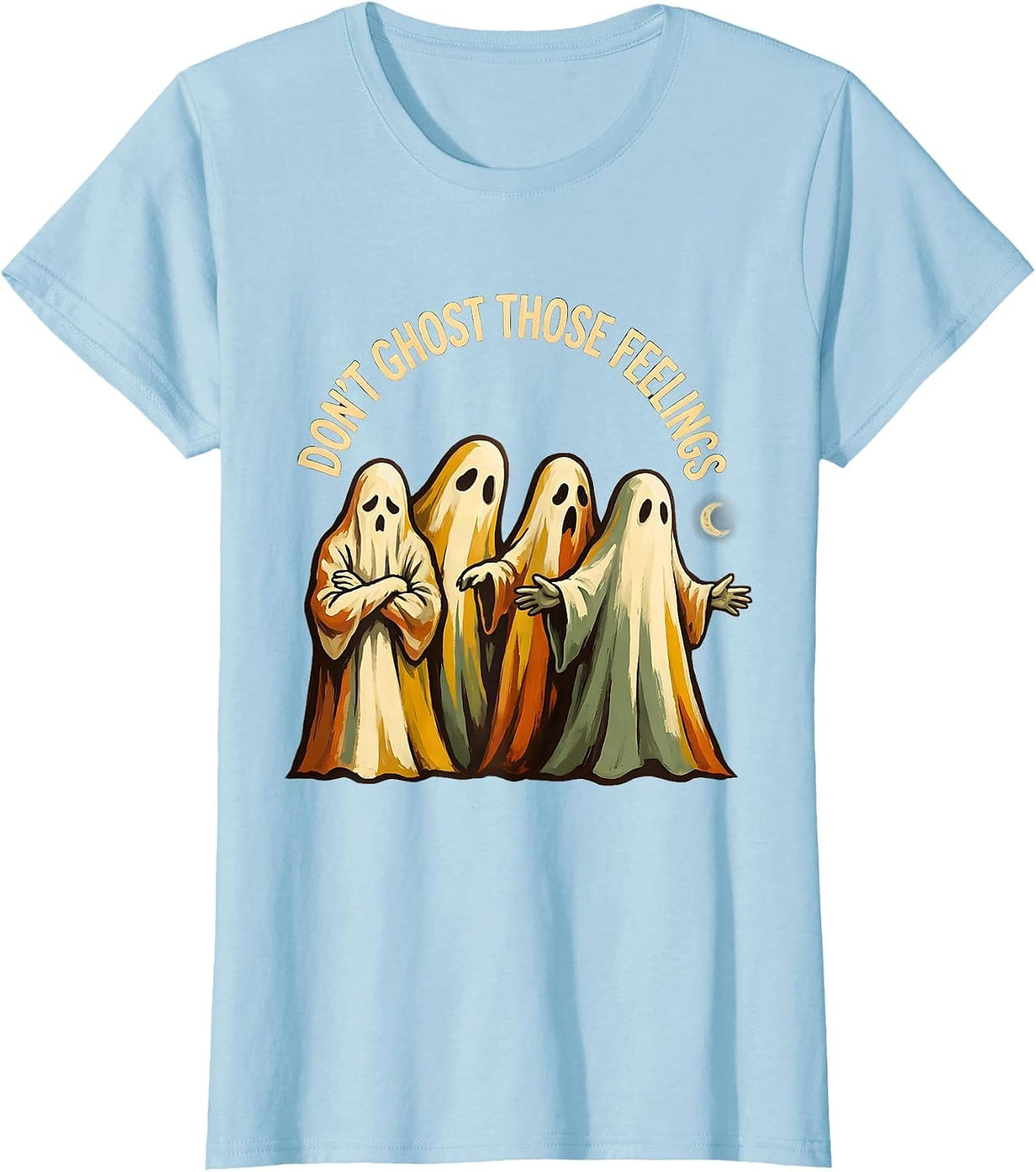 Women's Don't Ghost Those Feelings Halloween Mental Health Counselor T-Shirt - Baby Blue