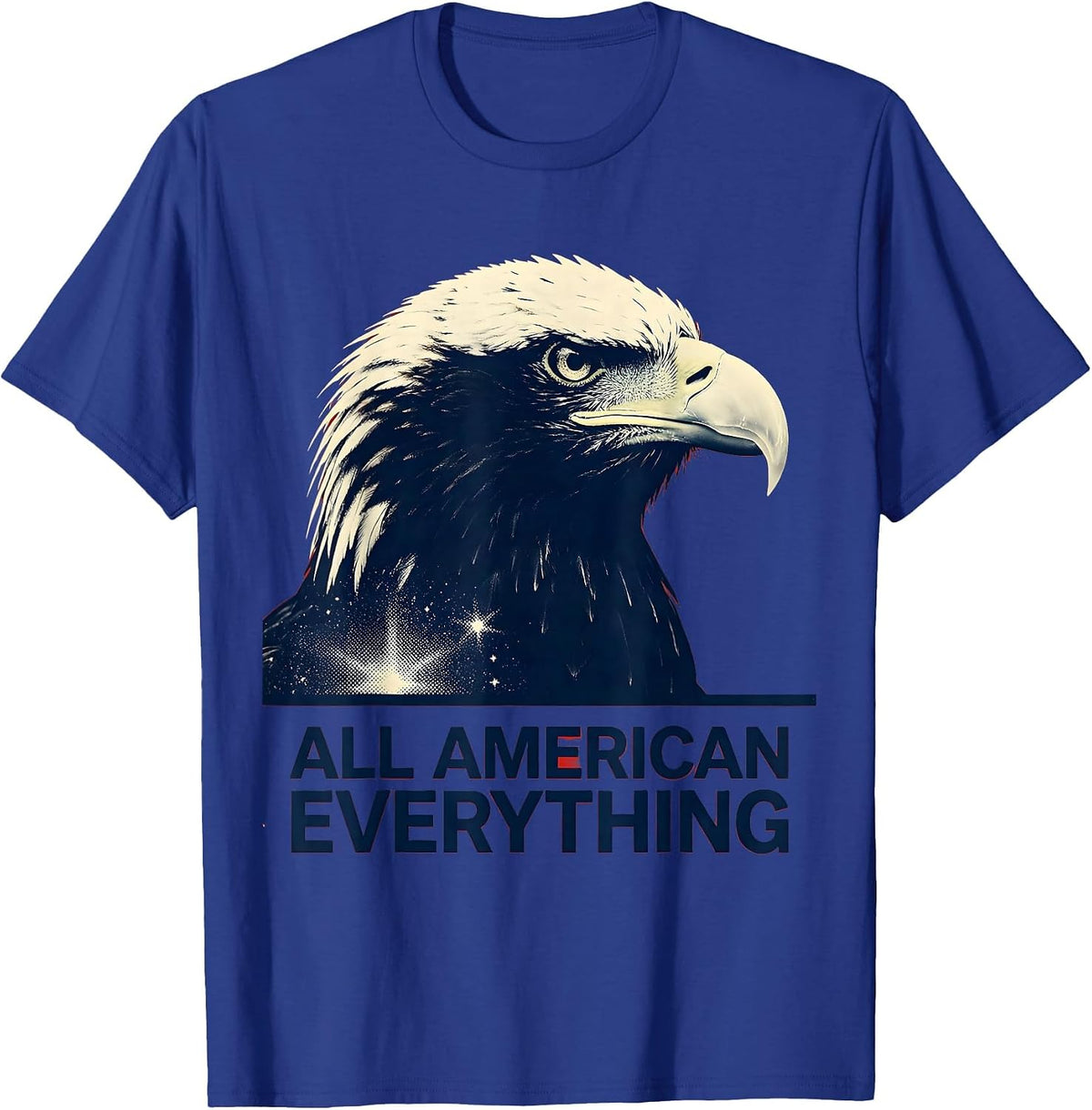 All American Everything Patriotic USA Design T-Shirt - Royal Blue