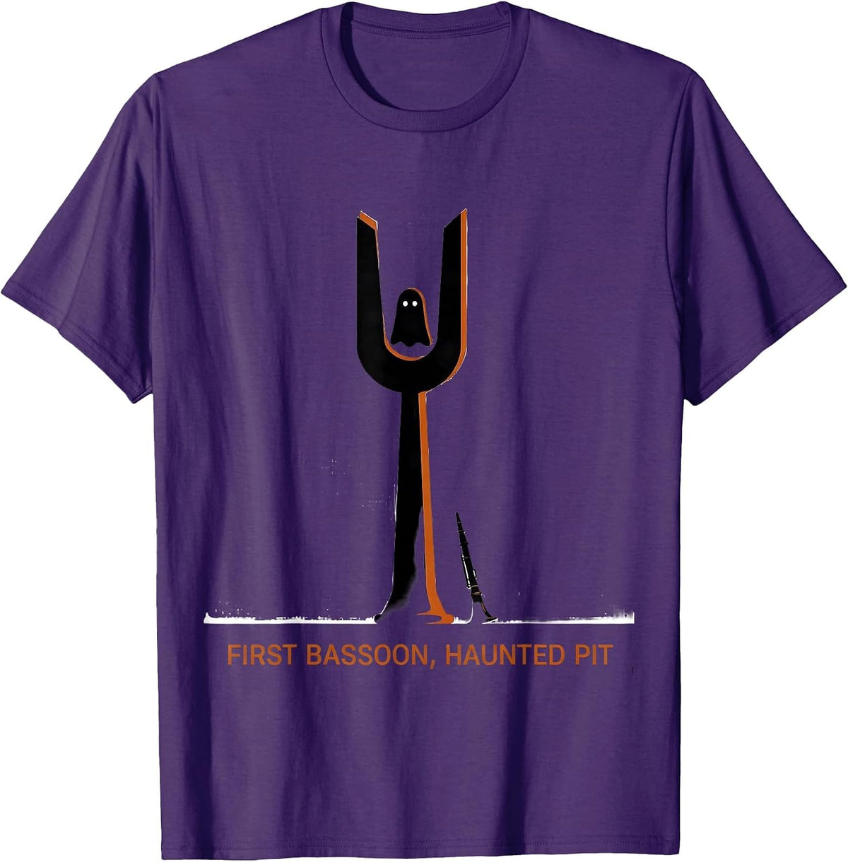 Men's First Bassoon, Haunted Pit Funny Music Teacher Halloween T-Shirt - Purple