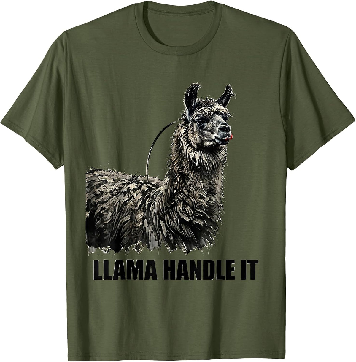 Llama Handle It Funny Llama Alpaca Novelty Humor Gift T-Shirt - Olive Green