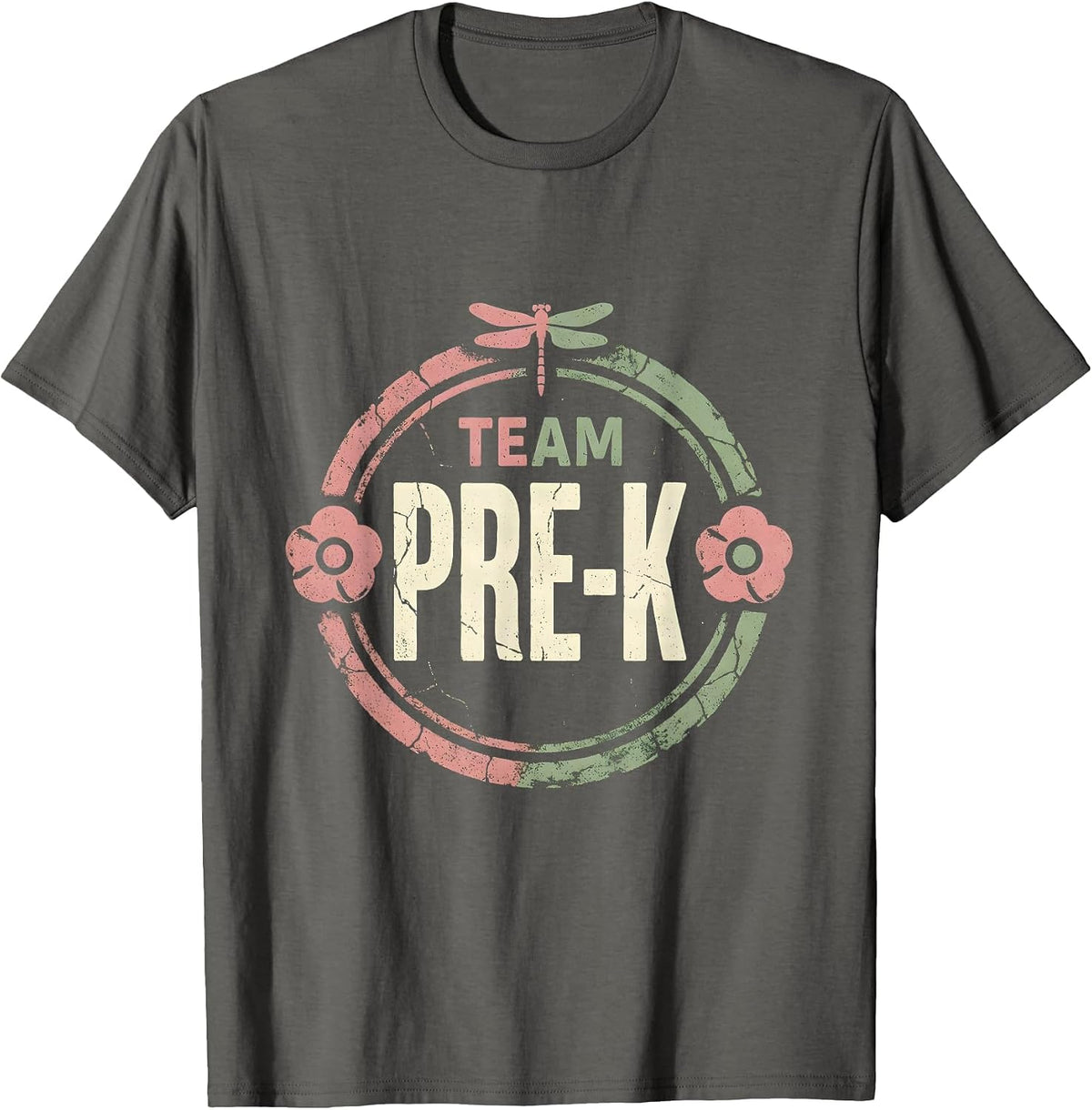 Team Pre-K Floral Boho Teacher Gift Back To School T-Shirt - Asphalt Grey