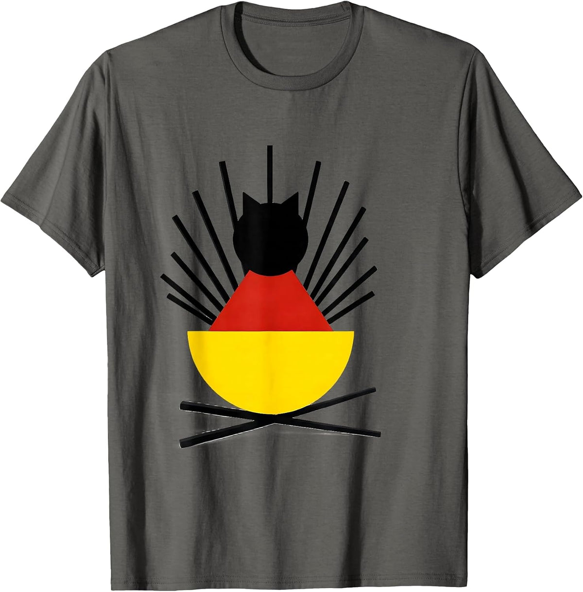 Men's Cat Ramen Kaiju Bauhaus Modernist Anime Art T-Shirt - Asphalt Grey