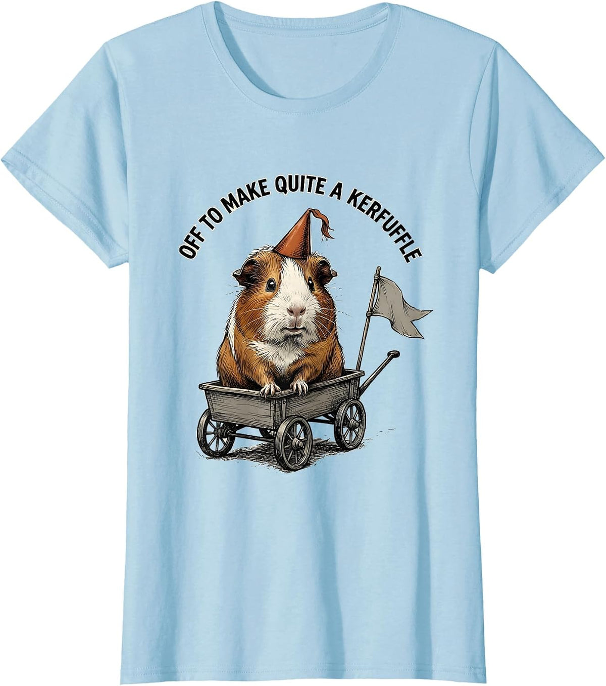 Women's Off To Make Quite A Kerfuffle Hand-Sketched Animal Meme T-Shirt - Baby Blue