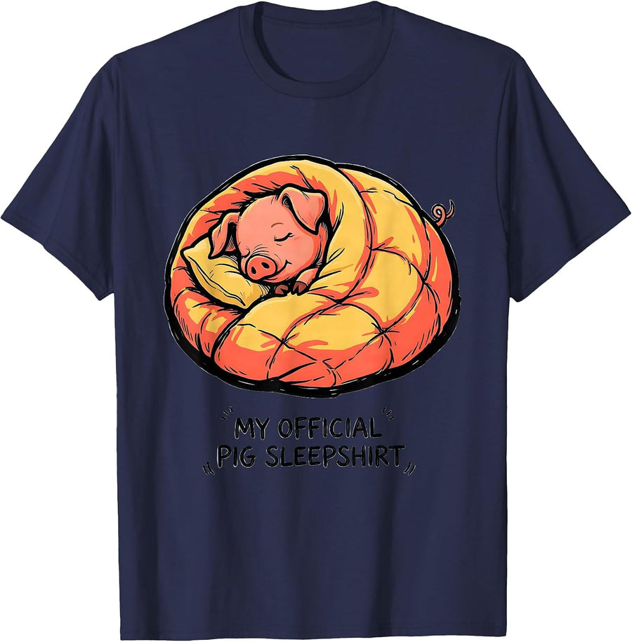 My Official Pig Sleepshirt Cute Animal Lover Pajama T-Shirt - Navy Blue