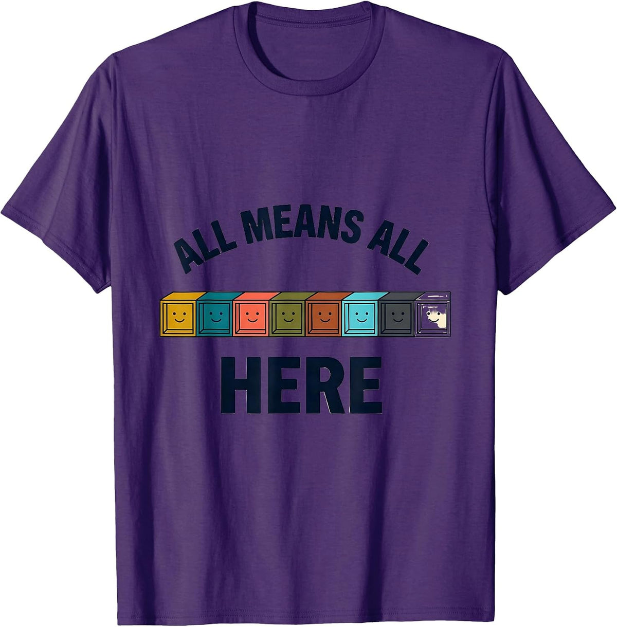 Men's All Means All Here Inclusion Special Education Teacher T-Shirt - Purple