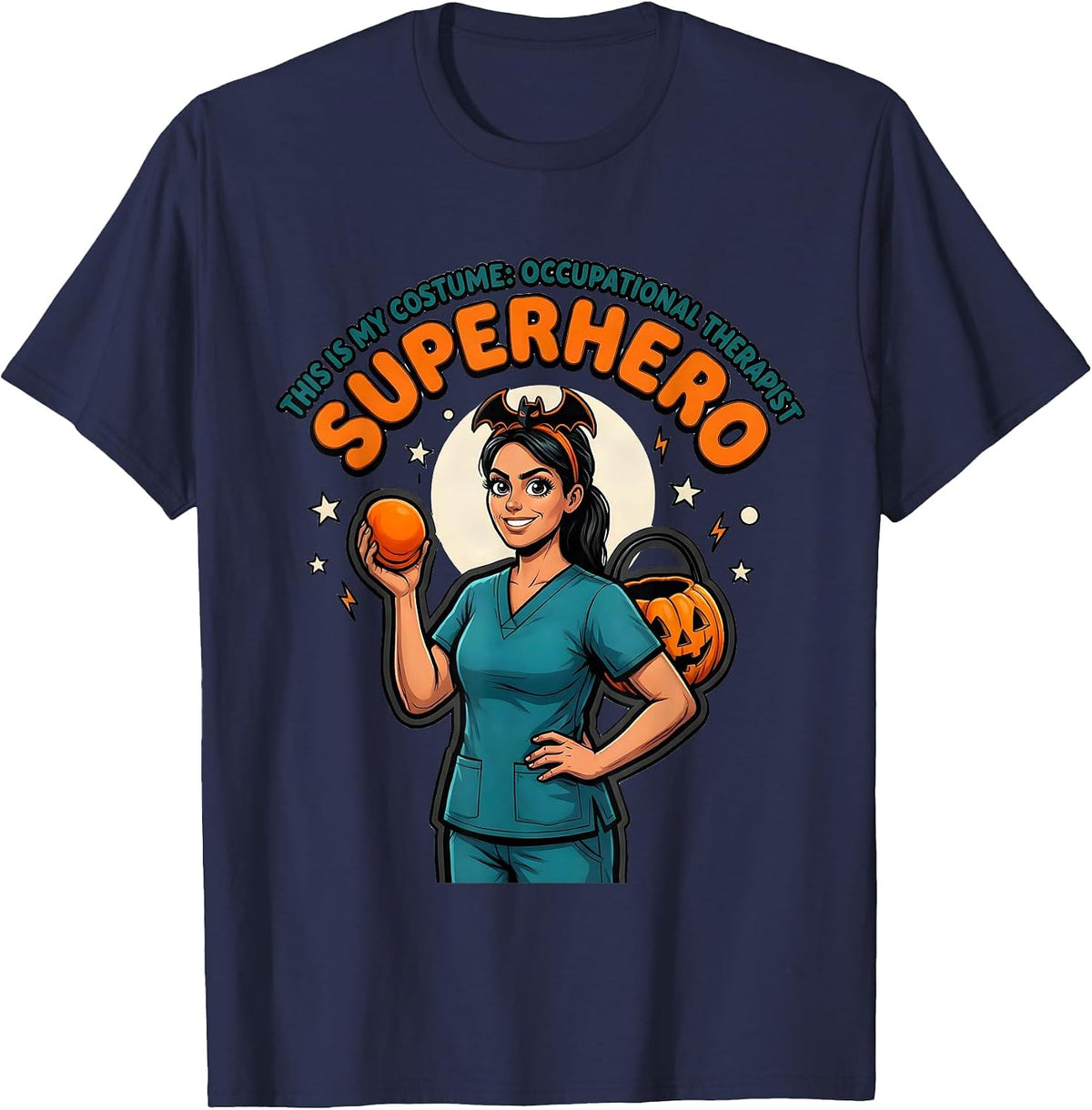 THIS IS MY COSTUME: OCCUPATIONAL THERAPIST SUPERHERO T-Shirt - Navy Blue