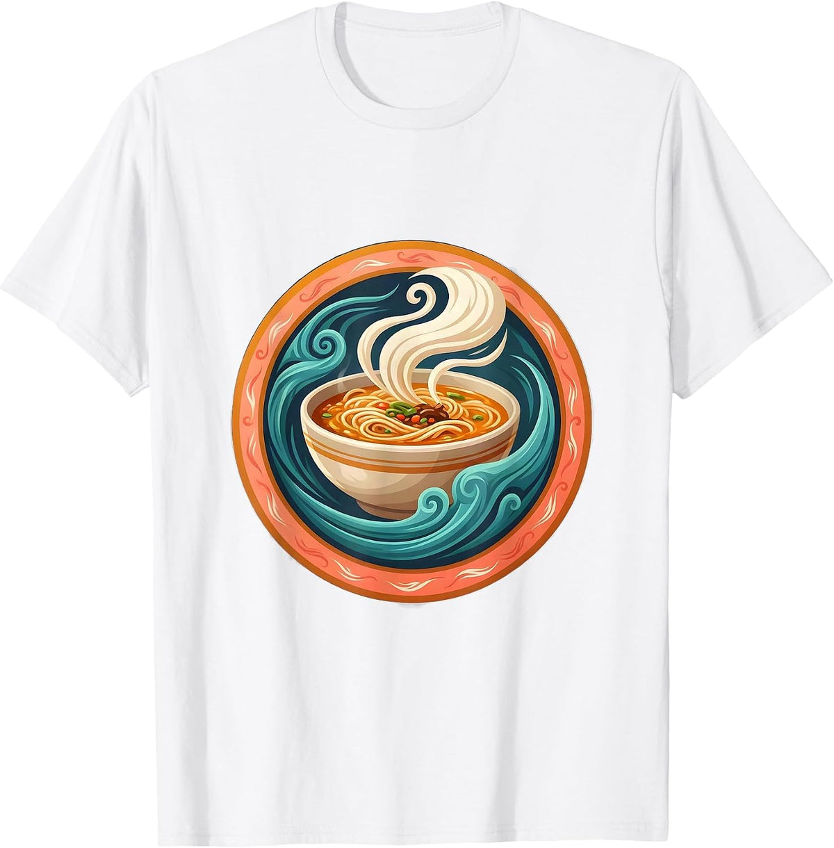 Men's Breezy Bowl Steaming Ramen Illustration T-Shirt - White