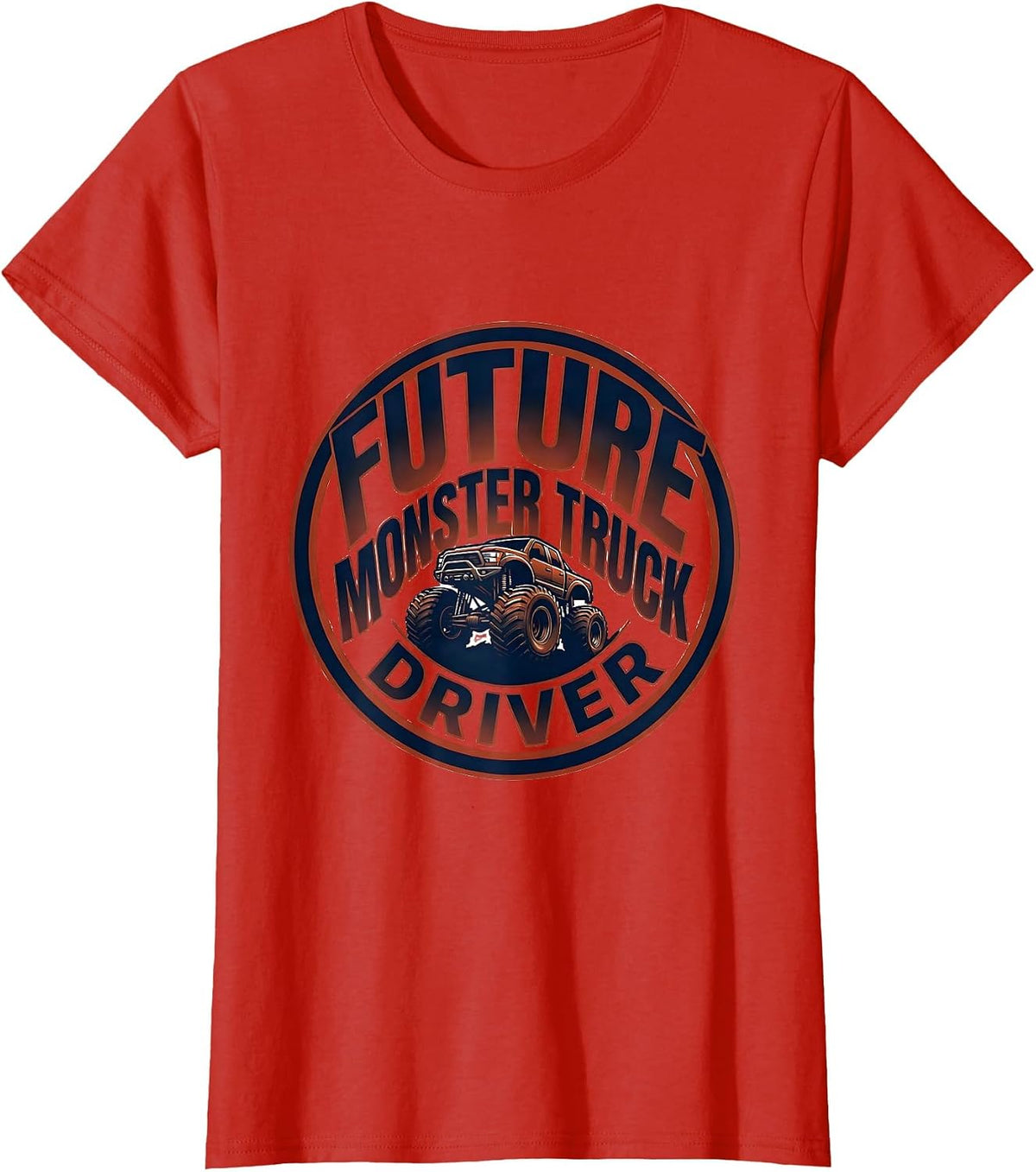Future Monster Truck Driver Patriotic USA Flag Off-Road T-Shirt - Red