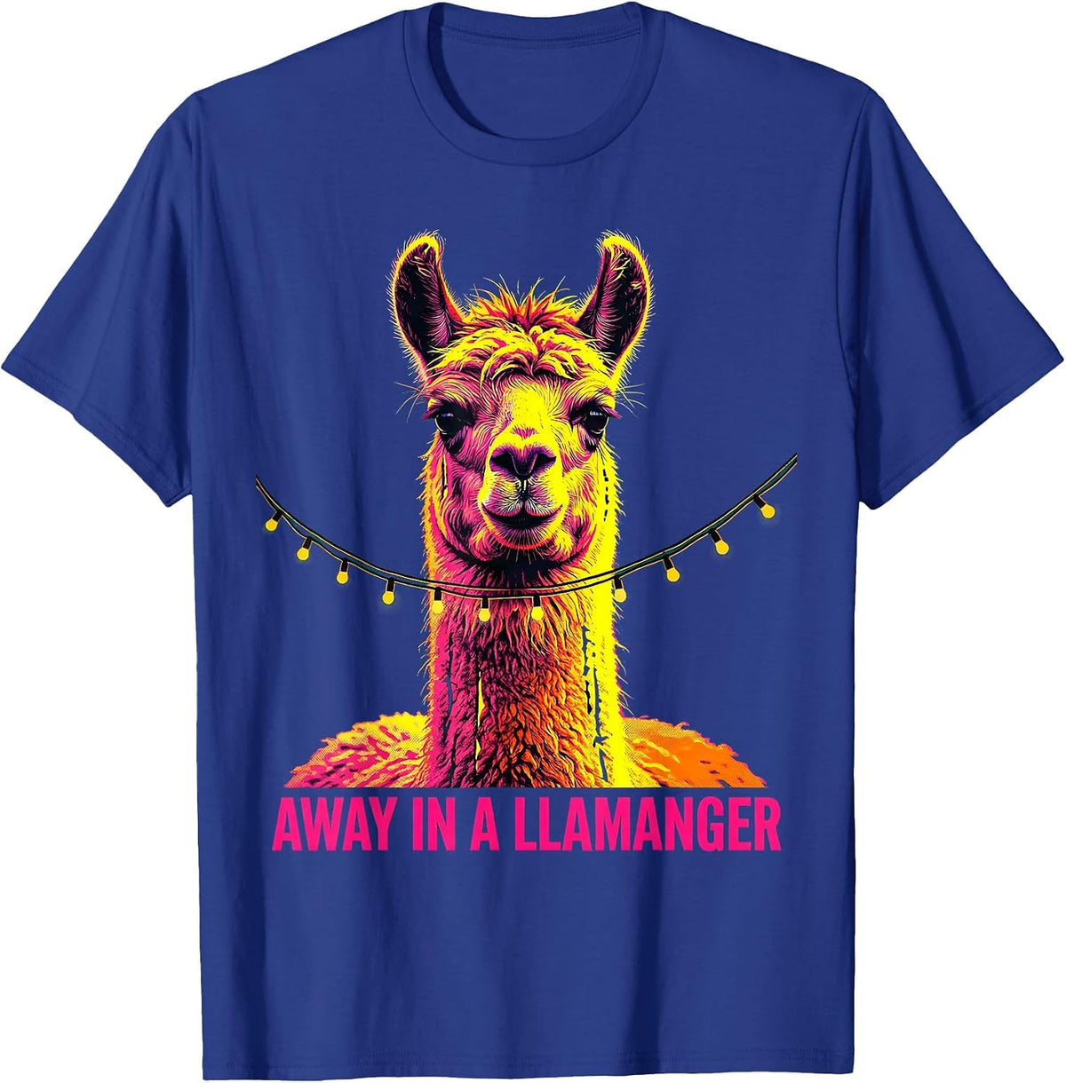 Men's Away In A Llamanger Funny Llama Christmas Animal Lover T-Shirt - Royal Blue