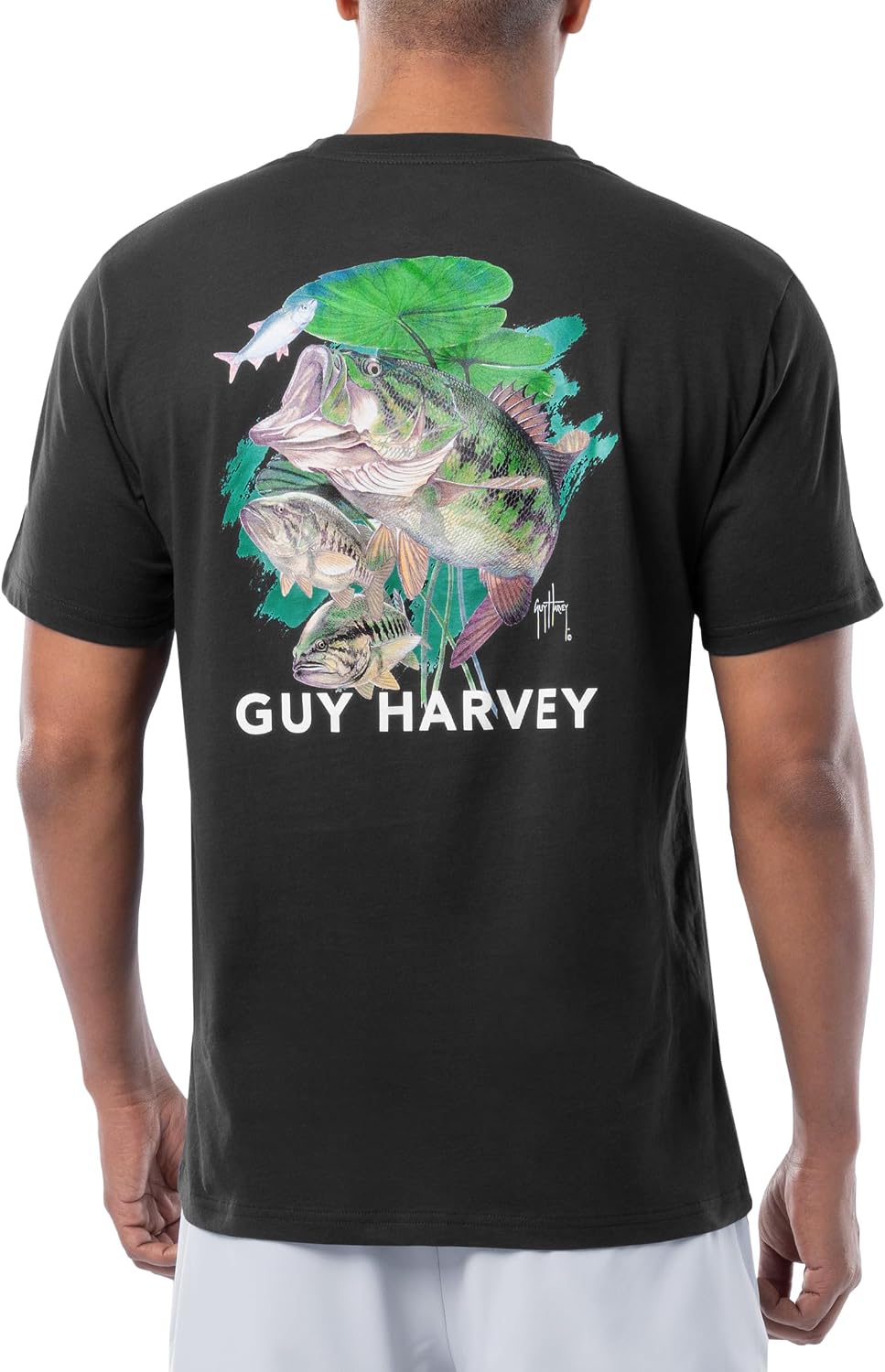Guy Harvey Men’s Short Sleeve Lightweight Cotton Fishing Graphic T-Shirt - Caviar\/Home of the Bass