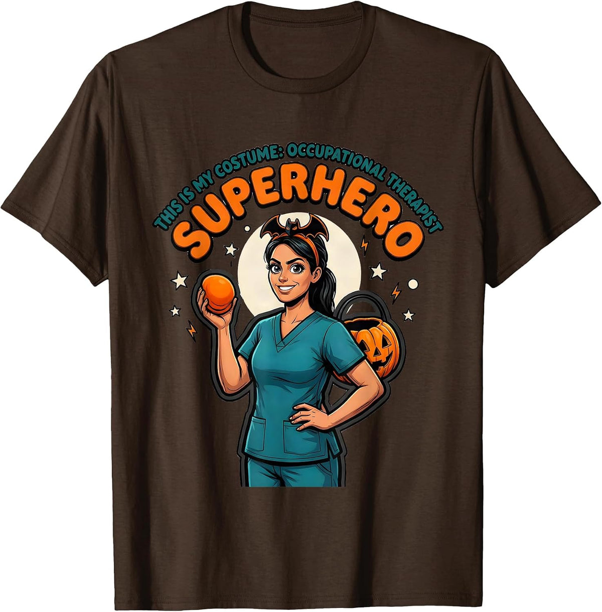 THIS IS MY COSTUME: OCCUPATIONAL THERAPIST SUPERHERO T-Shirt - Brown