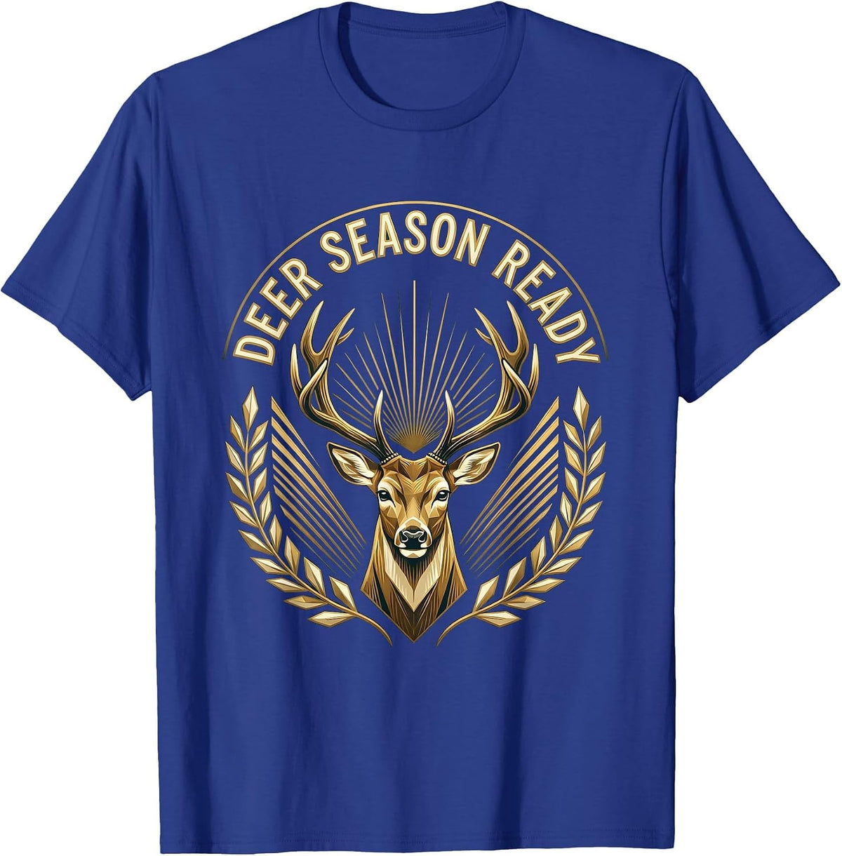 Deer Season Ready Camo Hunting Design T-Shirt - Royal Blue