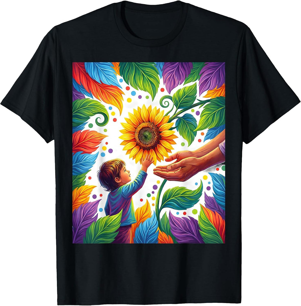 Men's Prek Teacher Flower Gift Cute Illustration T-Shirt - Black